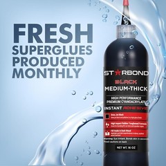 Starbond 16 oz. Black Medium-Thick – Super Glue (Premium Cyanoacrylate CA Glue)
