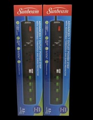 Sunbeam 7-Outlet Power Strip Surge Protector – 2 Always On, 4 Master (Lot Of 2)