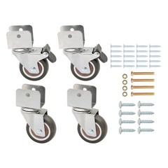 4 Set 2 Inch U-Shaped Bracket Furniture Casters 360-Degree Grey Wheels