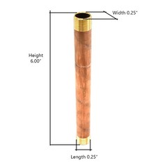 Thrifco 5319081 1/4 inch x 6 Inch Brass Nipple