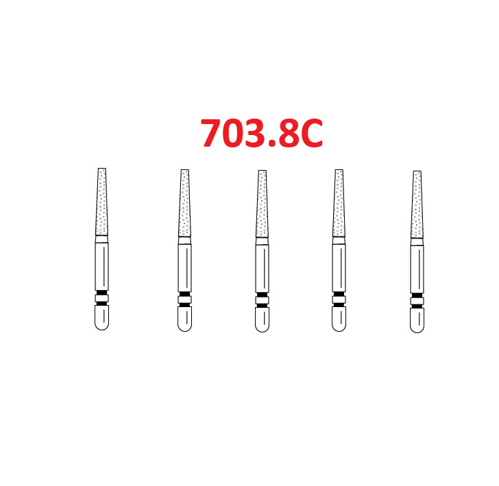 Premier Dental TWO STRIPER Diamond 703.8 – Flat-End Taper Coarse Burs 5/Pk