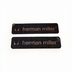 2 Genuine Herman Miller Foil Stickers, Label, Tag, with Logo in Black