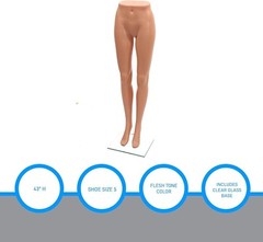 Female Plastic Mannequin Leg Form 43″ H Base Flesh Tone Legs Pants Shorts Skirts
