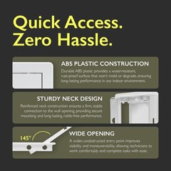 4×4 Access Panel for Drywall and Ceiling, White ABS Plastic, Hinged Door