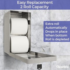 STARDRIX 2 Roll Stainless Steel Commercial Toilet Paper Dispenser, Heavy Duty