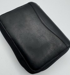 Vtg Franklin Covey Black Leather Spacemaker Full Zip Binder Planner 1996 Compact
