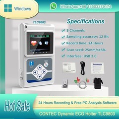 TLC9803 24 Hours 3 Channels Dynamic ECG/EKG Holter with Free PC Software