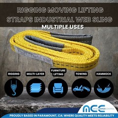1 Pack 1″ x 9ft 2 Ply Polyester Flat Eye Lifting Sling Strap Web Sling 3100 lbs