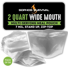 50 Mylar Bags for Food Storage, Airtight 7Mil Thick Gusseted Zip Lock, Long T…