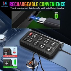 MICTUNING Wireless 8 Gang RGB Switch Panel LED Toggle Momentary Strobe Control