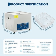 30L Ultrasonic Cleaner Timer Heating Machine Digital Industrial Sonic w/ Timer