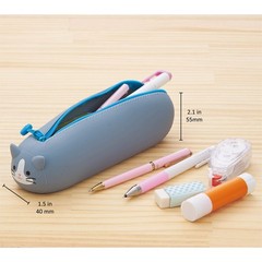 PuniLabo Zipper Pen Case/Pouch, Horizontal, 2.5″ x 7.9″, Calico Cat (A7781-7)