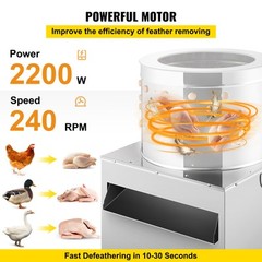 VEVOR Turkey Chicken Plucker Plucking Machine Poultry De-Feather Stainless #60 S
