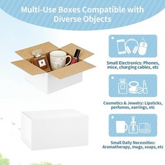 10 Pack 6x6x6 Inch Small Shipping Boxes White Corrugated Cardboard Boxes Mail…