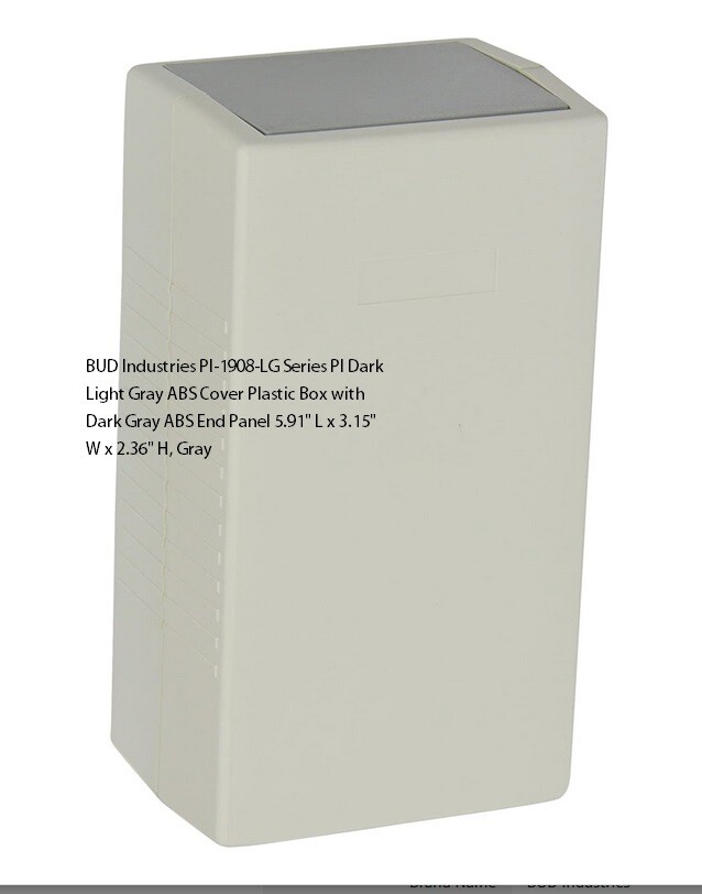 BUD Industries PI-1908-LG Series PI Dark Light Gray ABS Cover Plastic Box with D