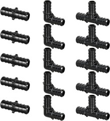 1/2″ Poly PPSU Barb Crimp PEX Fitting, 15pcs PEX Fitting Combo, Elbows Tees S…