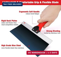 Goldblatt Banjo Tape Set Drywall Taping Tools with 10″ Blue Steel Taping Knife,