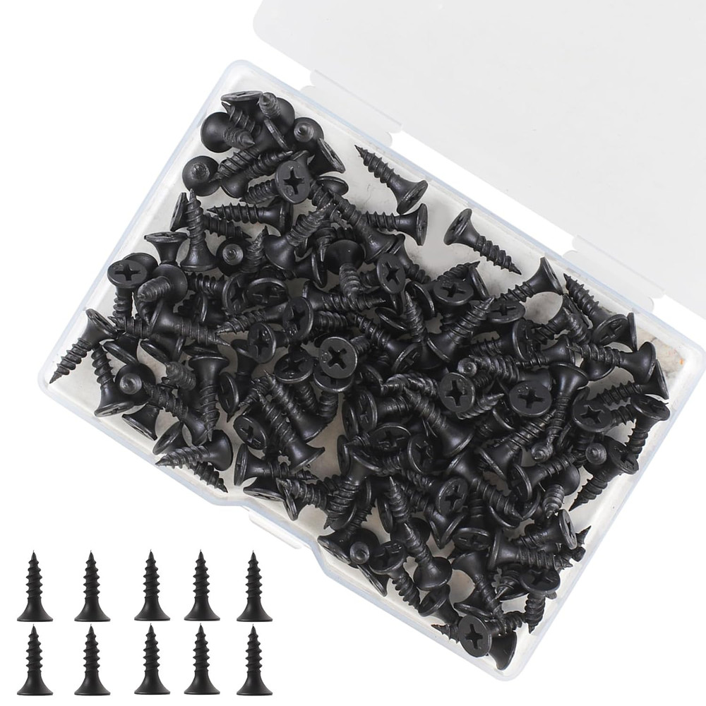 Wood Screws, 163 PCS #6 x 1/2″ Flat Head Phillips Black Wood Screws, Premium Sel