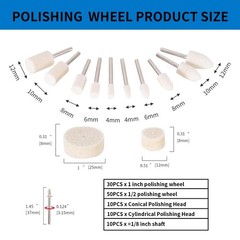 Polishing Buffing Wheel for Rotary Tool, 110PCS Wool Felt 110Pcs