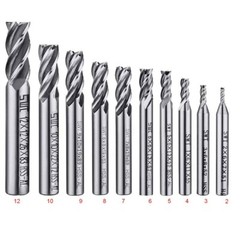 4-Flute End Mill Set, Metric CNC Milling Cutter Drill Bits Router 10Pcs
