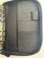 Franklin Covey Black Nappa Leather Compact Planner Organizer Binder 7 in Zipper