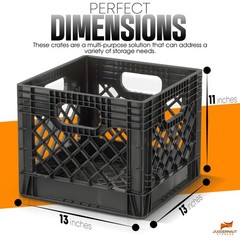 Juggernaut Storage 2-Pack Stackable Heavy Duty Milk Crates with Handles, 16 Q…