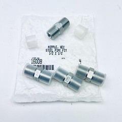 4-PACK, 1/2″ X 1/2″ NPT TRHEADED, HEX NIPPLE, STEEL PIPE FITTING