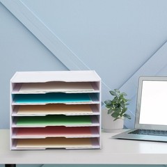 7 Tier Scrapbook Paper Trays Organizer 14.2×10.2×11.8 Inch Stackable File Desk