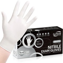 Disposable Nitrile Exam Gloves, 3-mil, Large, Box of 100, White Nitrile Gloves