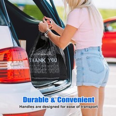 Black Thank You T-Shirt Bags 1000 Count Heavy Duty Grocery Retail Shopping Bags