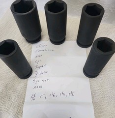Lot/5 -3/4 Drive 6pt Deep Impact Socket ~3 Chrome Vanadium,2CR-Molybdenum C-LIST