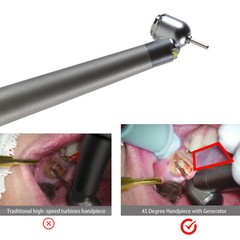 45 Degree Dental LED E-generator 45° Angle High Speed Handpiece 2 Hole ASkeadnt