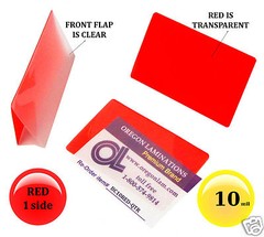 500/pack Red 1 side Business Card Laminating Pouches 2-1/4 x 3-3/4 Hot 10 Mil