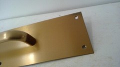 SOLID Satin BRASS Door Pull Plate Handle 14″ x 3-1/2″ w Back Plate