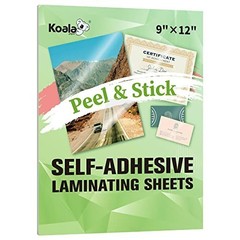 20 Koala Self-Adhesive Laminating Sheets 9 x 12 Clear Overlay No Machine Needed