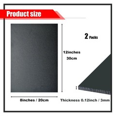 ABS Plastic Sheet 1/8 Inch Thick, 2 Pack 8″ x 12″ x 3mm Black Moldable Thermopla