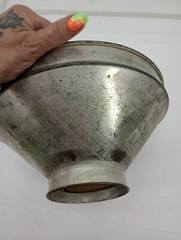 Vintage farmhouse Primitive Galvanized Steel MILK STRAINER 9.5 W X 5″ T