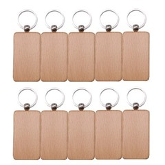40pcs/pack Rectangle Blank Wood Keychain Diy Custom Wood Key Chains Key Tags