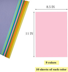 Colored Copy Paper 8.5 X 11 Printer Paper, 90 Sheets Colorful Paper Letter Size,