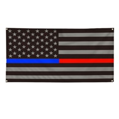 Vinyl Banner Multiple Sizes American Usa Flag Blue Red Police Firefighter