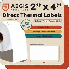 2″ x 4″ Direct Thermal Printer Labels 4200 Count 12 Rolls for Zebra Rollo