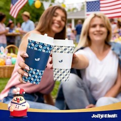 JOLLY CHEF 16oz Disposable Coffee Cups w/ Lids, Sleeves & Stirrers 100-Pack