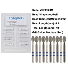 Zirconia Cutter Dental Diamond Burs FG Friction Grip Egg Football for High Speed