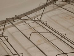 Lot of 2 Unbranded steel display racks, 28 x 16 x 5 in, 3 tiers 14.5×7.5 in each