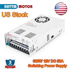 『USA』12V 50A 600W DC Switching Power Supply Adapter PSU for LED Light/3D Printer