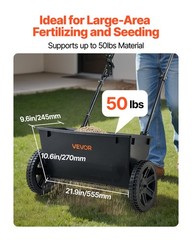 VEVOR Walk-Behind Push Spreader 50LB Capacity Lawn Drop Spreader 10 Settings