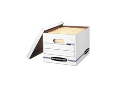 Stor/File Storage Box, Letter/Legal, Lift-Off Lid, White/Blue, 4/Carto