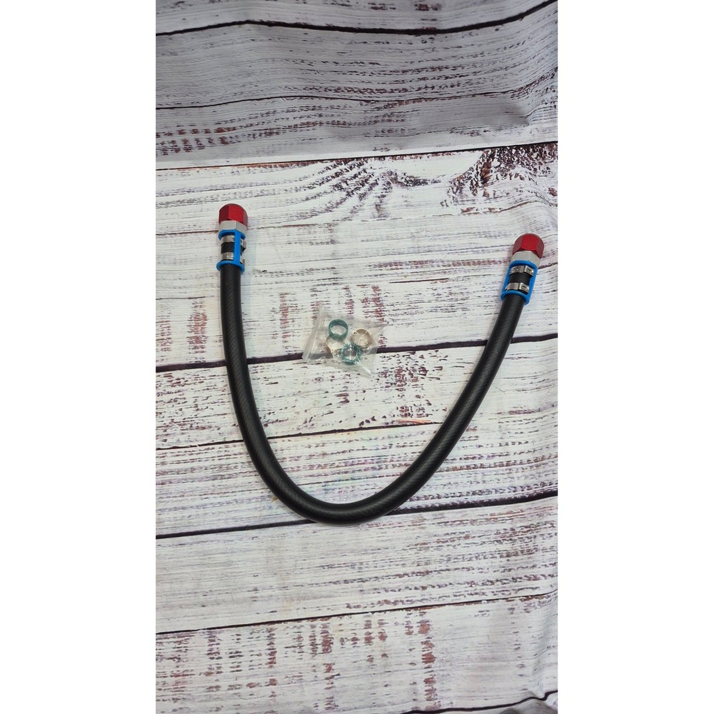 20 Inch Braided Fuel Line Hose with Red Blue AN Fittings and Seals NEW