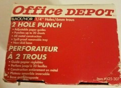 Office Depot Brand 2 Hole Punch,Item #825-307,1/4″ Holes All Metal Construction