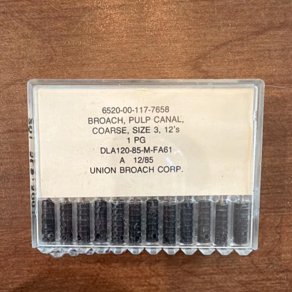 Union Broach Corp. Barbed Broach Endodontics Coarse Size 3 DLA120-85-M-FA61